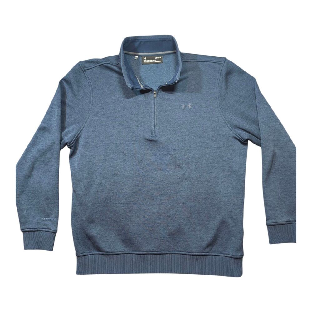 Under Armour Jacket Large Blue Mens Loose Coldgear 1/4 Zip Long Sleeve Pullover